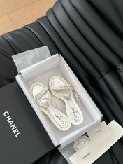 PEARL SANDAL IN WHITE LAMBSKIN 35 MM