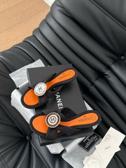 BLACK FABRIC CC SLIDE SANDALS