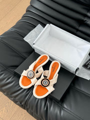 VIVID ORANGE FABRIC CC SLIDE SANDALS