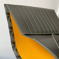 RICHELIEU CHECKBOOK WALLET 19 IN GREY GOYARDINE CANVAS AND CALFSKIN