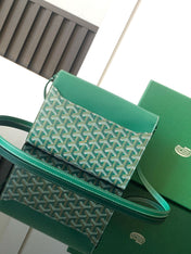 CHYPRE WALLET-POUCH 21 IN GREEN GOYARDINE CANVAS AND CALFSKIN