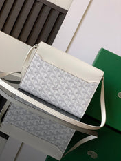 CHYPRE WALLET-POUCH 21 IN WHITE GOYARDINE CANVAS AND CALFSKIN