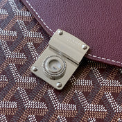 CHYPRE WALLET-POUCH 21 IN WINE RED GOYARDINE CANVAS AND CALFSKIN