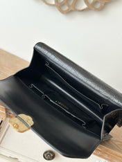 CHANEL 25S CLUTCH 30 IN BLACK CROCODILE-EMBOSSED CALFSKIN