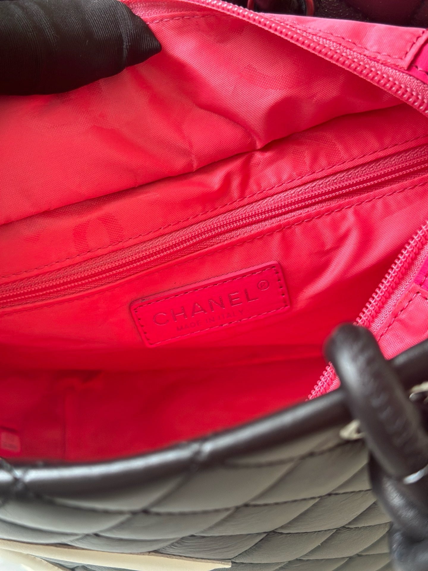 CHANEL 25S CAMBON LIGNE TOTE BAG 24 IN BLACK MIX WHITE CALFSKIN STYLE 1