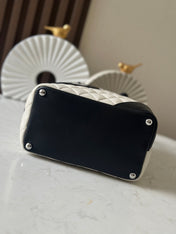 CHANEL 25S CAMBON LIGNE TOTE BAG 24 IN WHITE MIX BLACK CALFSKIN