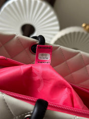 CHANEL 25S CAMBON LIGNE TOTE BAG 30 IN WHITE MIX BLACK CALFSKIN