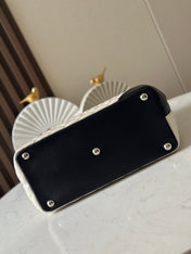 CHANEL 25S CAMBON LIGNE TOTE BAG 30 IN WHITE MIX BLACK CALFSKIN