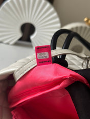 CHANEL 25S CAMBON LIGNE TOTE BAG 24 IN WHITE MIX BLACK CALFSKIN