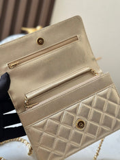 CHANEL 25S WALLET ON CHAIN 19 IN LIGHT GOLD LAMBSKIN