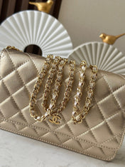 CHANEL 25S WALLET ON CHAIN 19 IN LIGHT GOLD LAMBSKIN