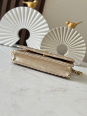 CHANEL 25S WALLET ON CHAIN 19 IN LIGHT GOLD LAMBSKIN