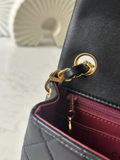 CHANEL 25S MINI FLAP BAG 18 IN BLACK LAMBSKIN WITH GOLD HARDWARE
