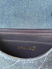 CHANEL 25S MINI FLAP BAG 18 IN BLUE DENIM WITH GOLD HARDWARE
