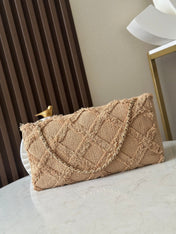 CHANEL 25S FLAP BAG 38 IN BEIGE FABRIC