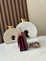 CHANEL 25S TOP HANDLE WALLET 19 IN DARK RED CALFSKIN WITH GOLD HARDWARE