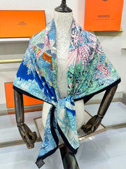 FAUBOURG TROPICAL SHAWL 140 CM IN COLORFUL CASHMERE AND SILK 379770