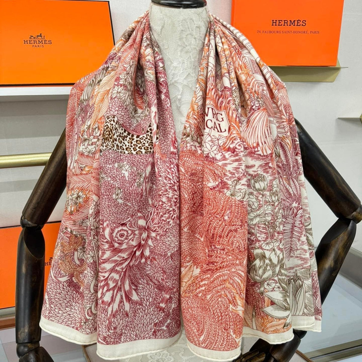 FAUBOURG TROPICAL SHAWL 140 CM IN COLORFUL CASHMERE AND SILK 379772