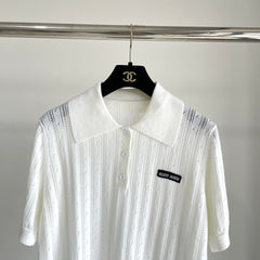 Miu 25 Polo T- Shirt White Wool 232683