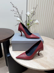 CURVED HEEL SHALLOW MOUTH PUMPS IN CADILLAC CALFSKIN