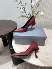 CURVED HEEL SHALLOW MOUTH PUMPS IN CADILLAC CALFSKIN
