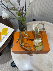 6AM HIGH SANDAL 95 MM IN GOLD LAMBSKIN