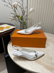 HIGH SLINGBACKS 5 CM IN WHITE CALFSKIN