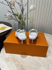 HIGH SLINGBACKS 5 CM IN WHITE CALFSKIN