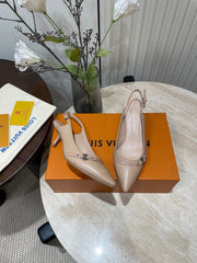 HIGH SLINGBACKS 5 CM IN BEIGE CREAM CALFSKIN