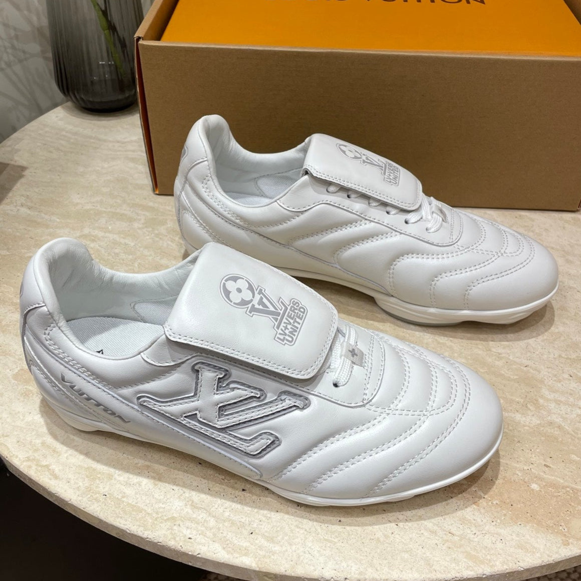 FOOTPRINT SOCCER SNEAKER IN WHITE CALFSKIN