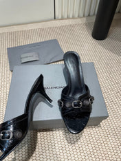 CAGOLE HIGH MULES IN BLACK OIL-WAX SHEEPSKIN