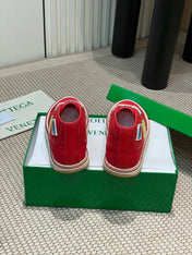 ELIOT SNEAKER IN CHERRY RED CANVAS AND CALFSKIN