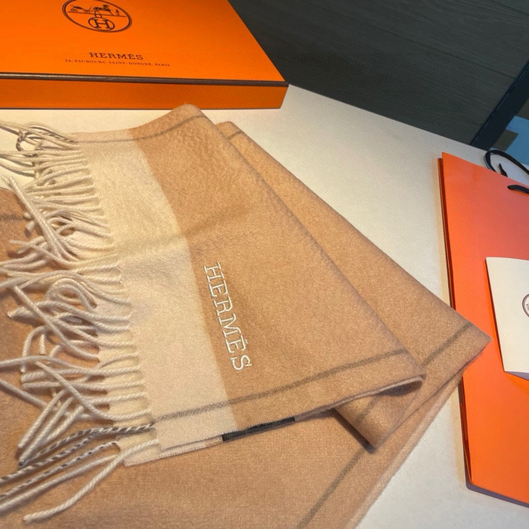 SCARF 180 CM IN CAMEL BEIGE MIX WHITE CASHMERE 366048