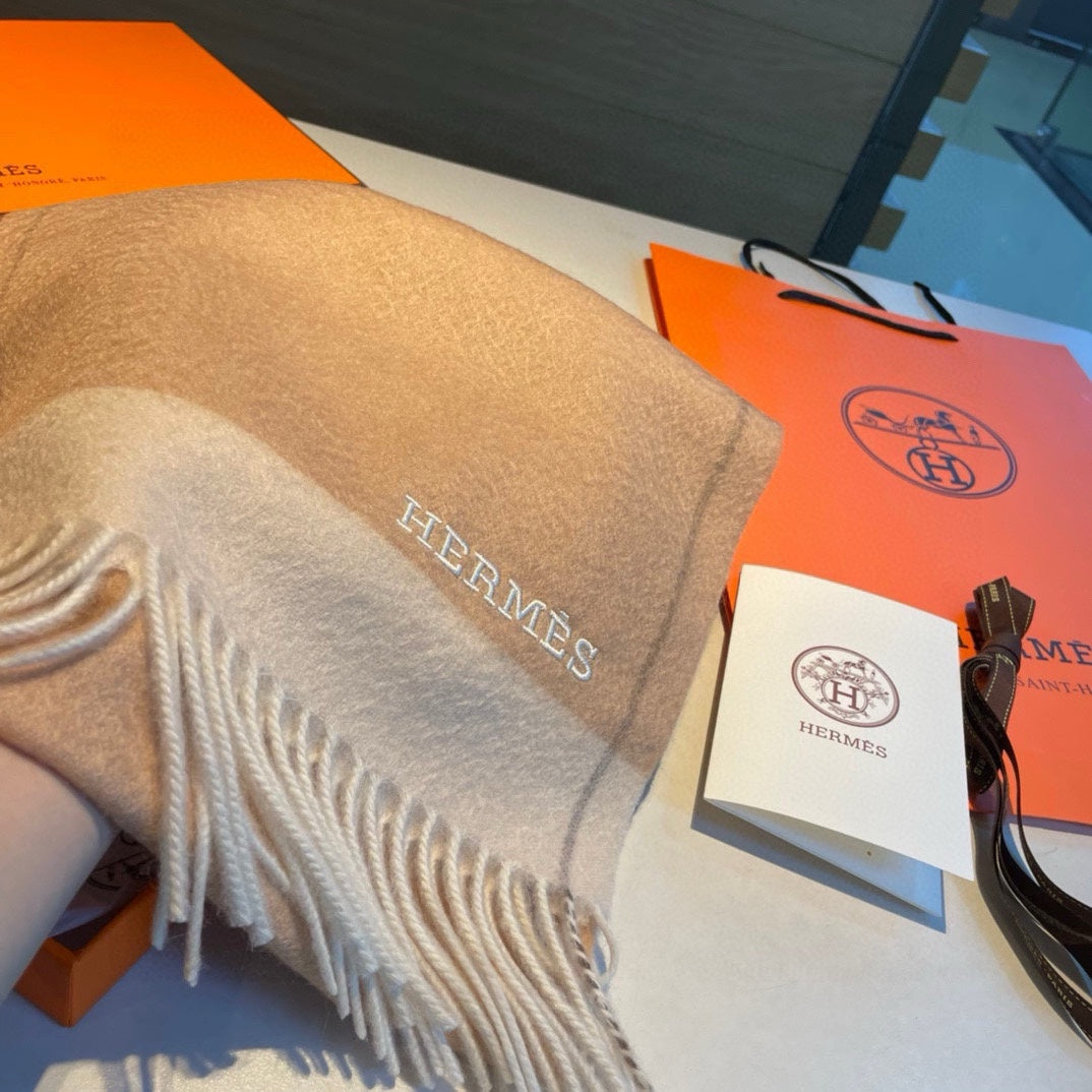 SCARF 180 CM IN CAMEL BEIGE MIX WHITE CASHMERE 366048