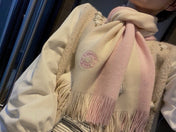 KNIT SCARF 180 IN LIGHT PINK MIX WHITE CASHMERE