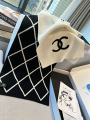 SCARF 180 CM IN BLACK MIX WHITE CASHMERE 401971