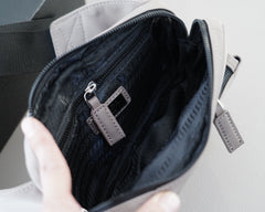SHOULDER BAG 22 IN LIGHT GREY RE-NYLON BLACK STRAP