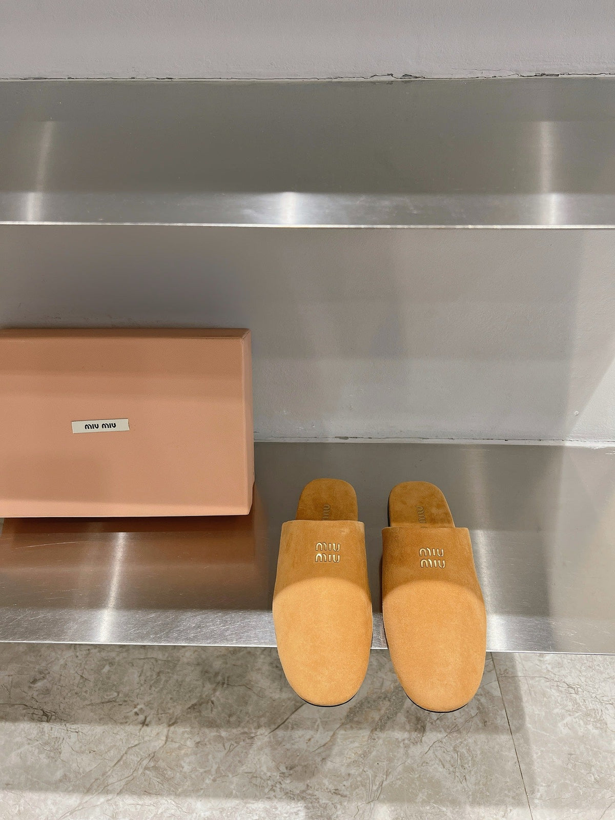 Mules Slippers Copper Color Lambskin