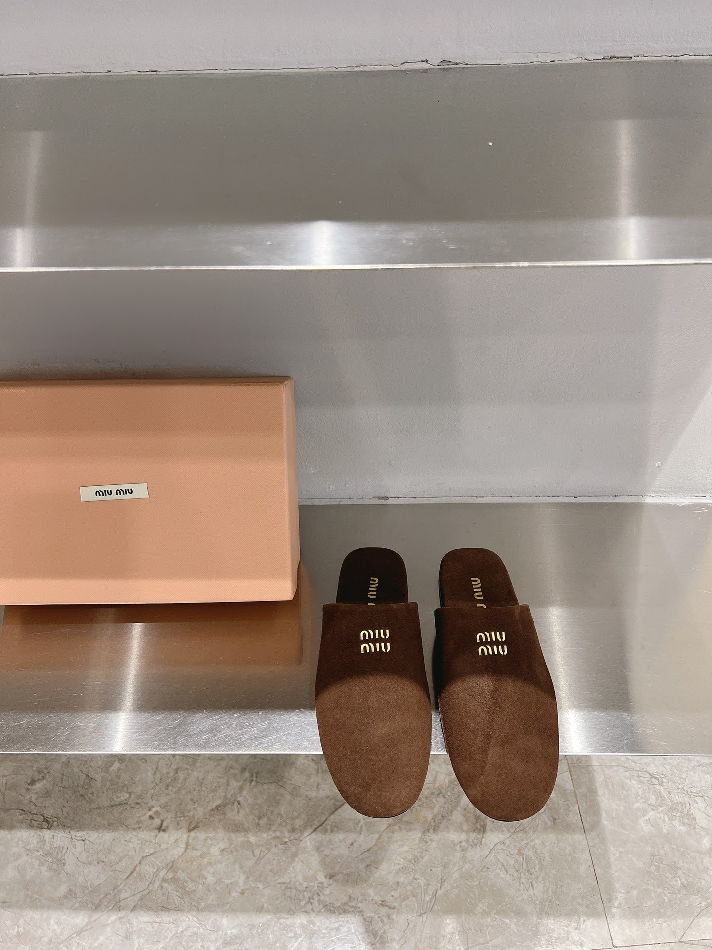 Mules Slippers Pecan Color Lambskin