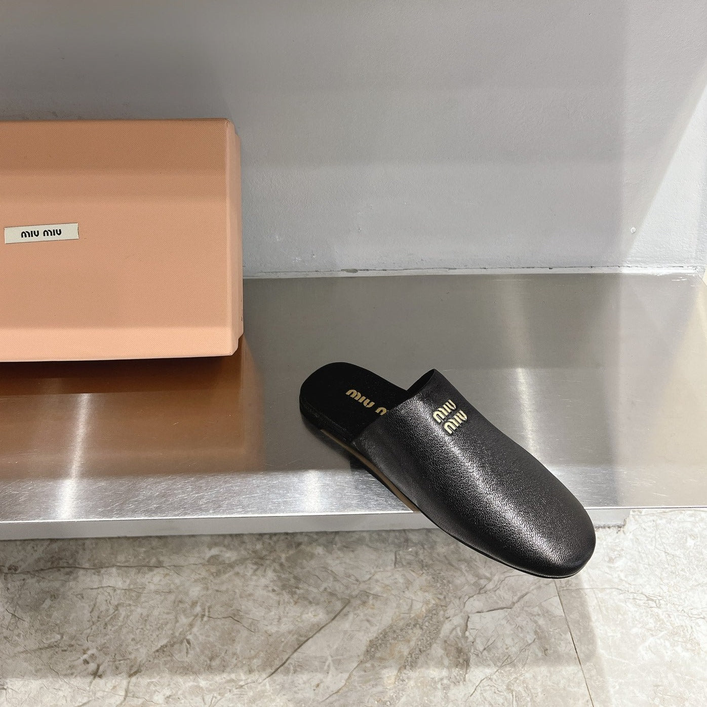 Mules Slippers Black Lambskin