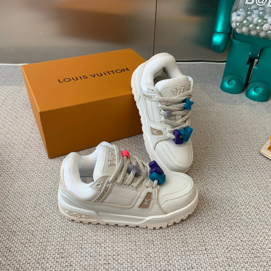 LV TRAINER MAXI SNEAKER IN WHITE CALFSKIN