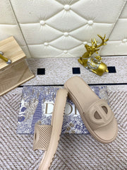 DIOR FLAT SLIDES 25S IN BEIGE TPU