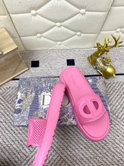 DIOR FLAT SLIDES 25S IN PINK TPU