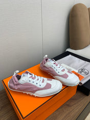 SKATEBOARD SHOES LIGHT GRAY MIX DARK PINK CALFSKIN