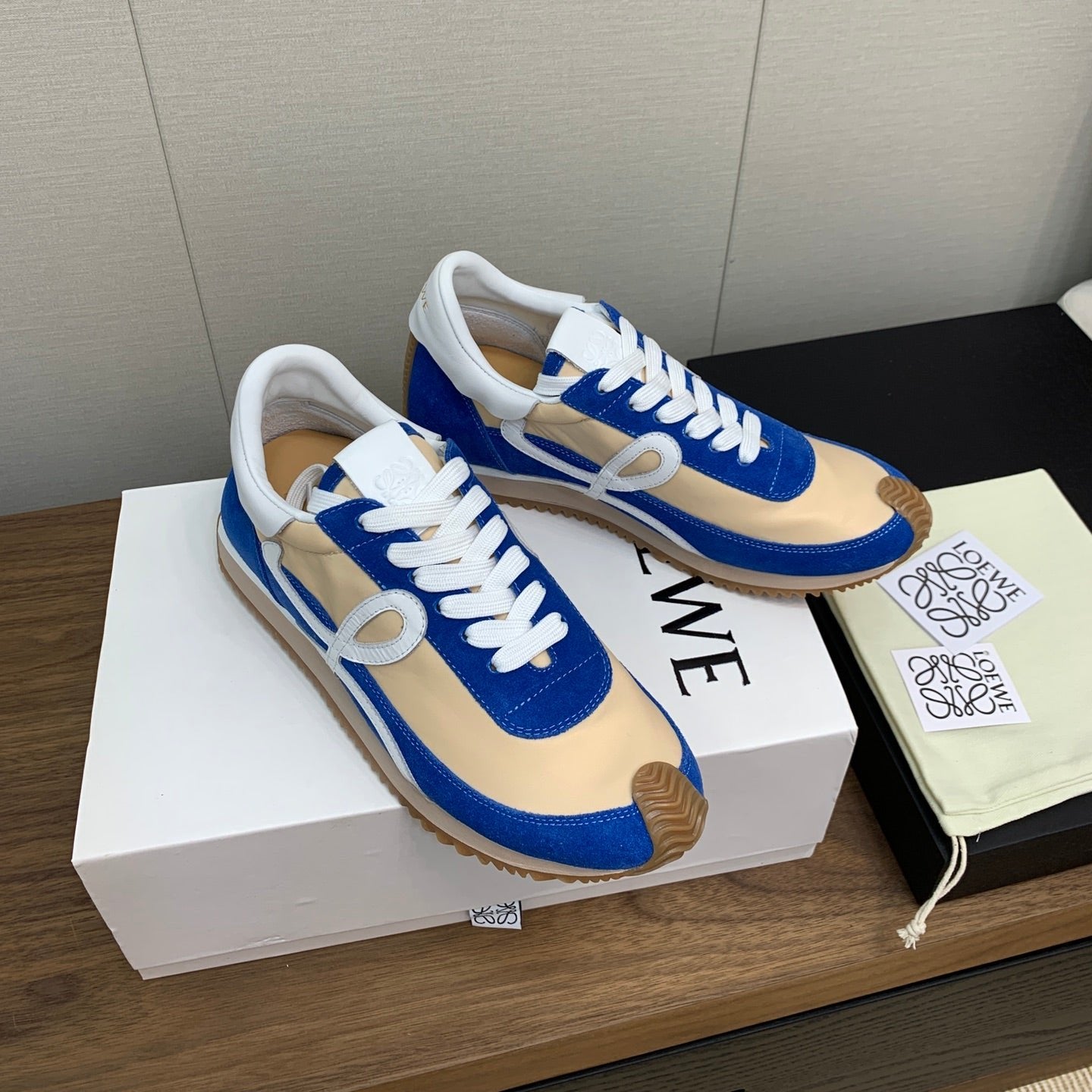LW FLOW RUNNER SNEAKER COBALT-BEIGE SUEDE