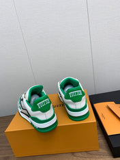 LV WOMEN'S TRAINER IN WHITE MIX GREEN CALFSKIN
