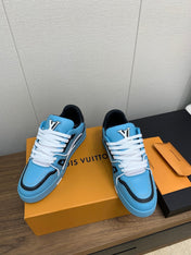LV WOMEN'S TRAINER IN CERULEAN BLUE CALFSKIN