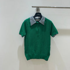 MIUMIU SHORT-SLEEVE KNIT POLO SHIRT STYLE 202