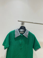 MIUMIU SHORT-SLEEVE KNIT POLO SHIRT STYLE 202