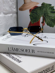 SANTOS RIMLESS RECTANGULAR FRAME SUNGLASSES 562068 IN METAL